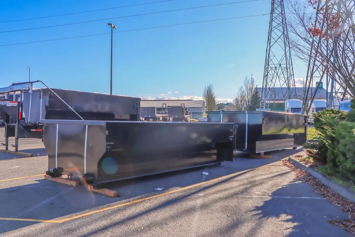 Roll-off dumpster ready for waste disposal at job site for 6 Yard Dumpster Rental in Fort Meade